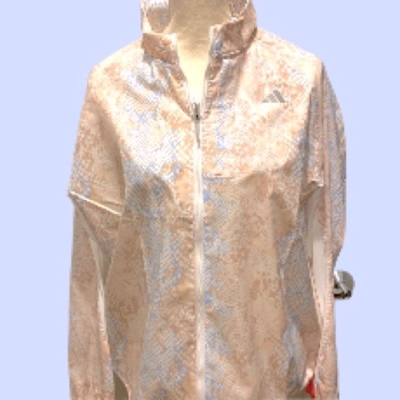 NWT Adidas Fast Running Jacket women’s tan blue X-Large #Gift - Picture 2 of 11